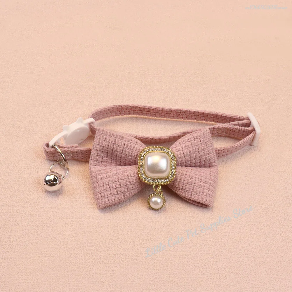 Collar para gato con bonito lazo, hebilla ajustable, Collar para gato con campana, suministros para mascotas pequeñas, collares para gatitos, accesorios para perros pequeños, 1 ud.