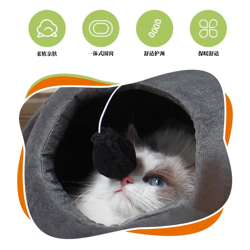 Cama nido semi-cerrada para gatos - cálida y segura para invierno - imagen 4