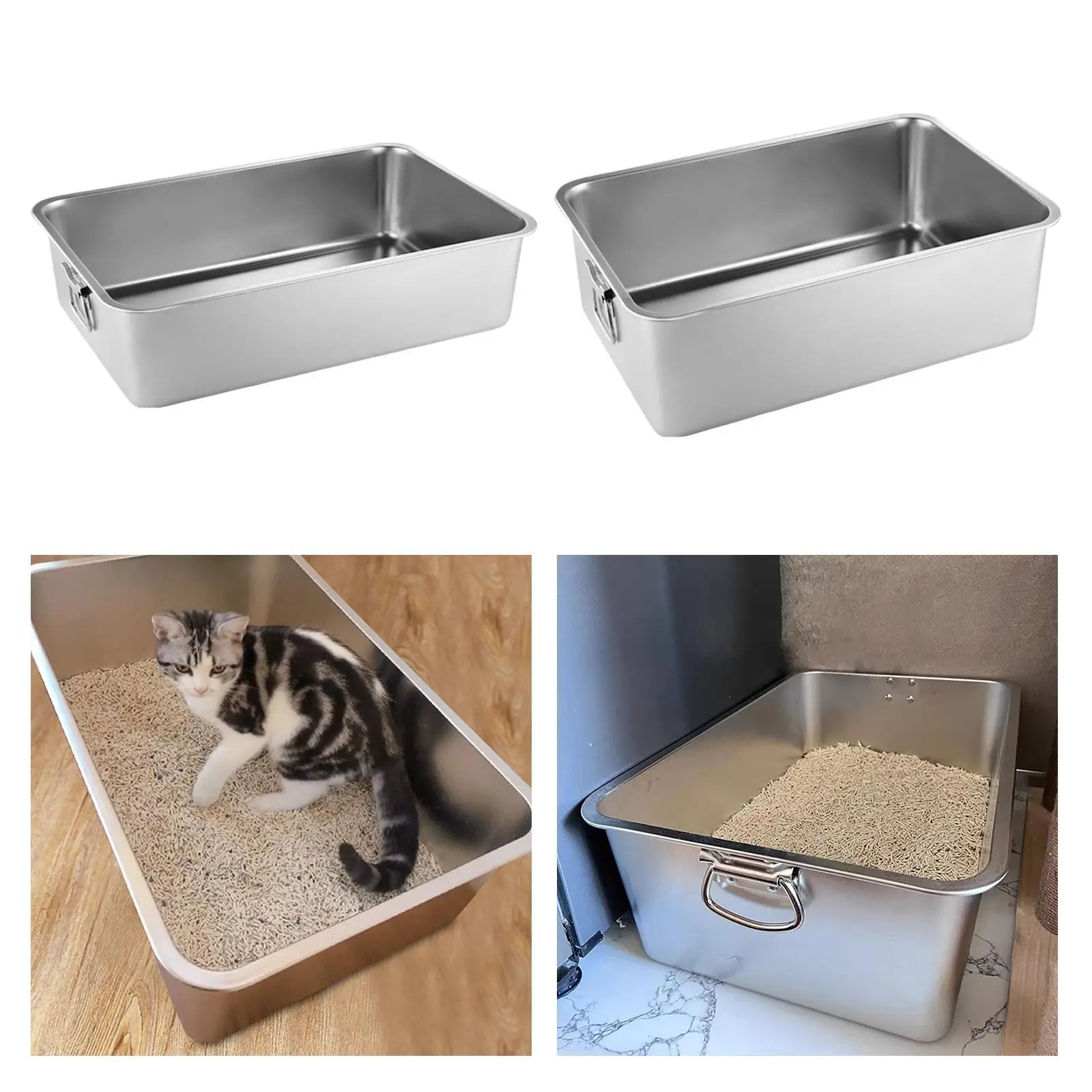 Cat Litter Box Steam Table Pan Cat Toilet Cat Cleaning Basin Pet Litter Tray