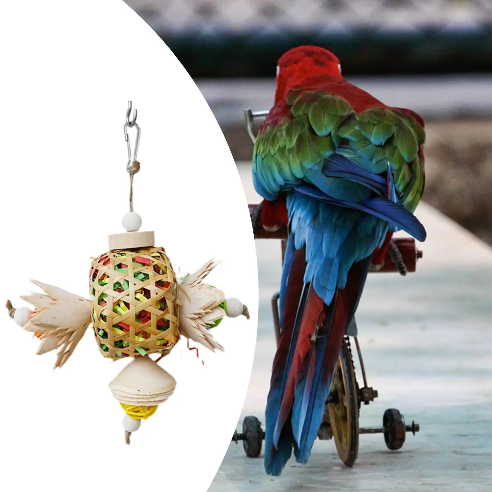 Chew Toy Fun Playing Hanging Playing Exercise Cage Accessory Cage Decorated for Cockatoos Lovebird Cockatiels Conures Budgie