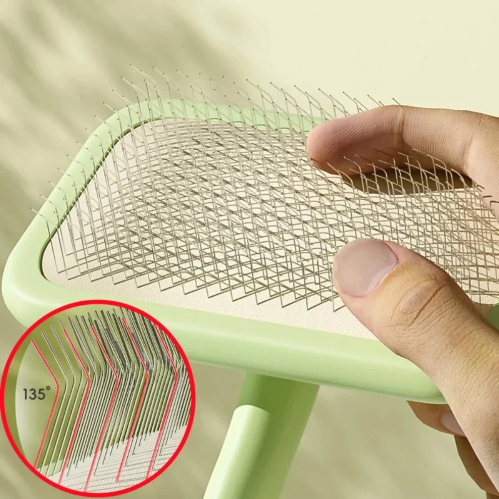 Cepillo para perros, removedor de pelo para mascotas, cepillo de masaje para gatos, peines de acero inoxidable para limpieza del pelo de perros, cepillos con mango cómodo, aseo para mascotas - imagen 5