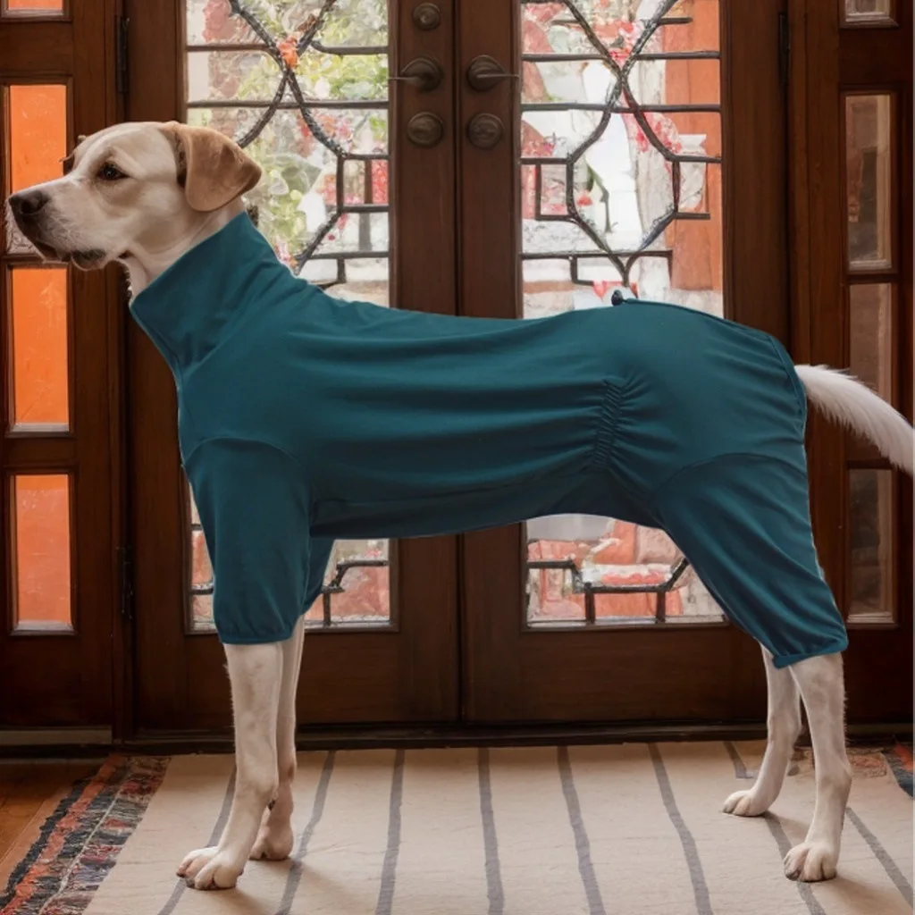 Pijamas suaves para mascotas, monos para perros de razas grandes, mono elástico con cuello alto para perros, ropa de dormir con cintura ajustable, ropa de 4 patas - imagen 3