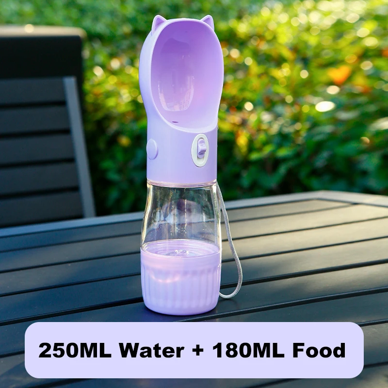 Botella de agua portátil para perros con taza de comida para perros pequeños y grandes, comida para caminar al aire libre, suministros para Bulldog Francés - imagen 4