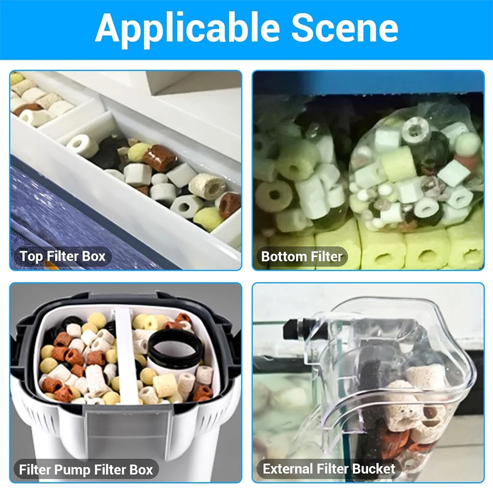 Medios de filtro de acuario 12 en 1 aleatorios, 500g, con Nano bolas, guijarros de cuarzo, anillo de cerámica seguro para peceras, sistema de filtro de acuario - imagen 3