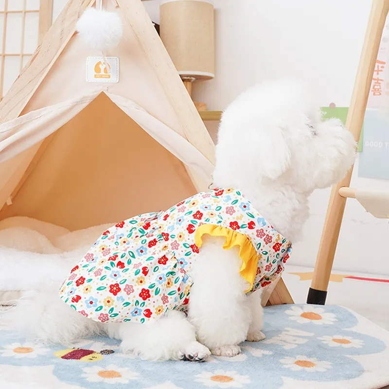 Ropa para perros, vestido Floral de verano para perros, chaleco para cachorros, falda de lujo para perros, vestido de algodón para gatos, Chihuahua Bichon, ropa para perros y gatos, ropa para mascotas - imagen 5