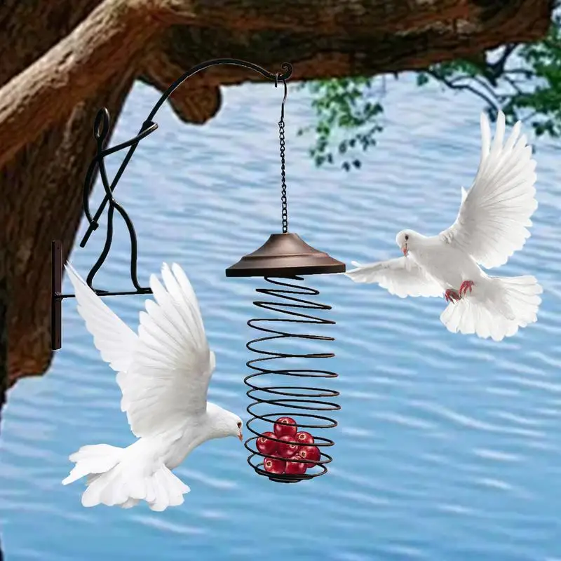 Comederos para pájaros para exteriores, alimentador de colibrí decorativo multifuncional, diseño de resorte de Metal resistente, decoración de jardín