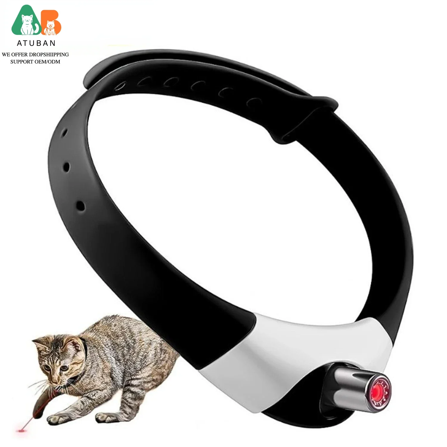 ATUBAN Collar eléctrico inteligente y divertido para gatitos, juguetes automáticos portátiles para gatos, Collar láser para gatos recargable por USB, juguete interactivo