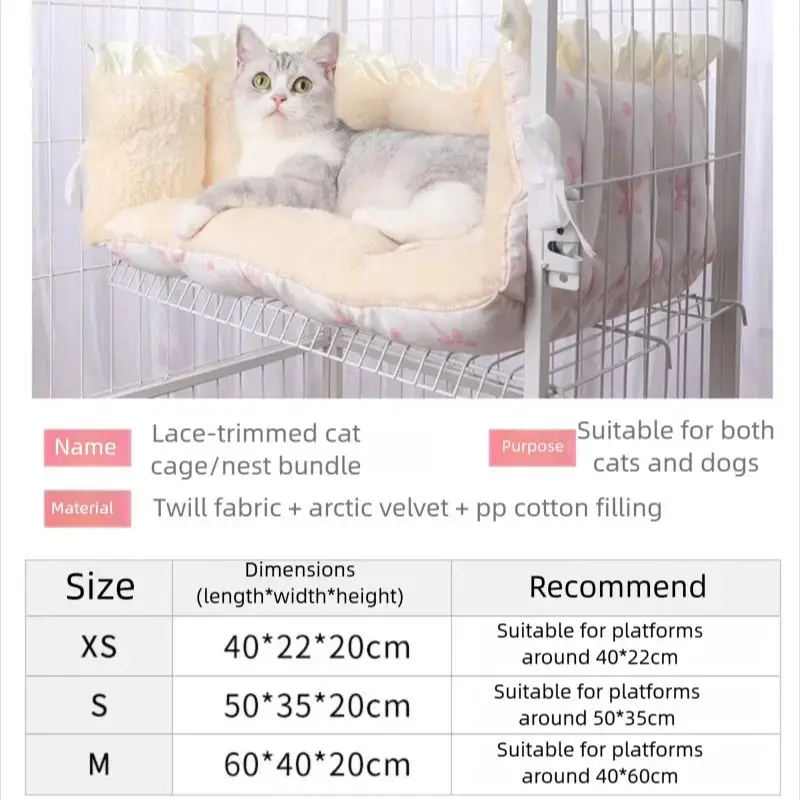 Estera de jaula para gatos cálida de invierno con correas de amarre, almohadilla de cama gruesa de felpa para mascotas, cubierta extraíble para gatitos, perros pequeños, uso en interiores - imagen 4