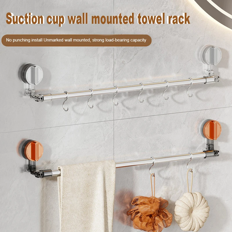Toallero de mano con ventosa para baño, soporte para toallas, soporte de pared sin taladro, barra de toalla de 60/120cm, colgador de estante para trapo - imagen 3