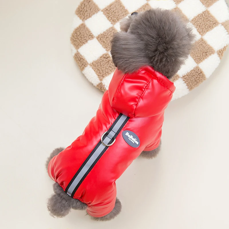 Mono acolchado de invierno para cachorros, ropa impermeable para perros pequeños, chaqueta cálida Shih Tzu, mono para Chihuahua, disfraz de Yorkie - imagen 4