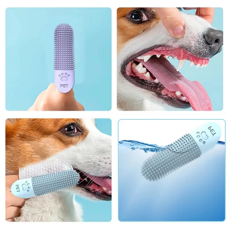 3 unids/set cepillo de dientes para dedos de mascotas herramienta de limpieza de dientes de perro de silicona suave cepillo de limpieza de dientes de mascotas para gatos perros accesorios para perros - imagen 5