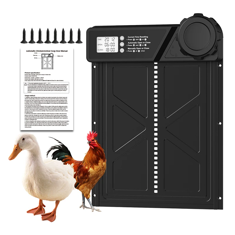 Puerta automática para gallinero con temporizador LCD
