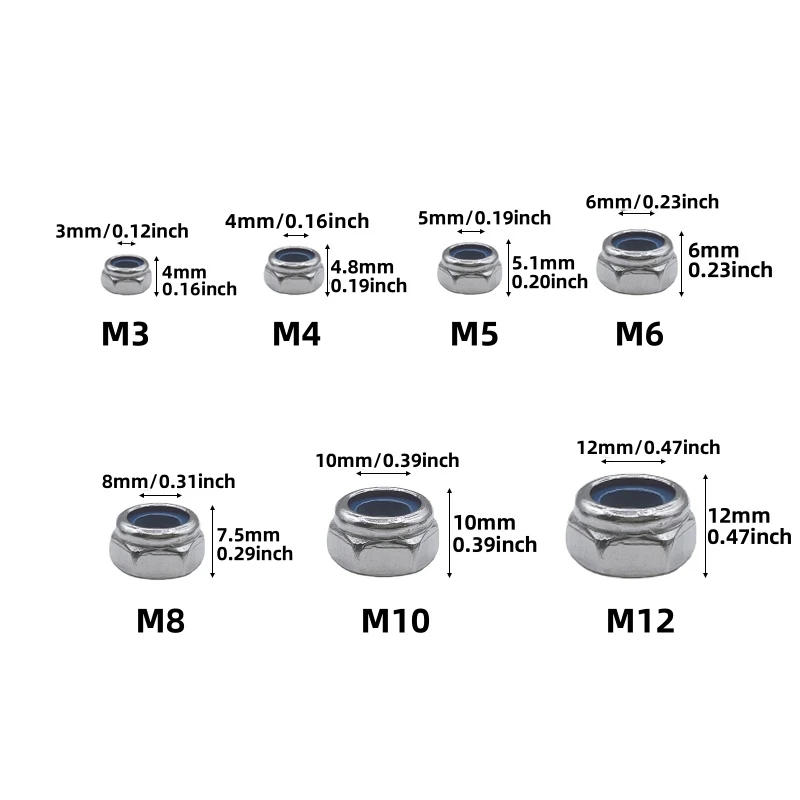 Las tuercas de bloqueo de acero inoxidable de 100/192 piezas son ideales para bloquear las arandelas para evitar aflojar los pernos debido a vibraciones, impactos, etc. - imagen 4