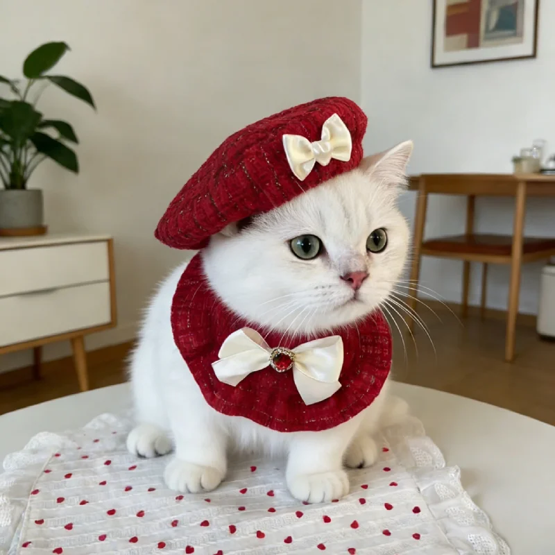 Disfraz festivo con lazo y gorro para gatos y perros pequeños - imagen 5