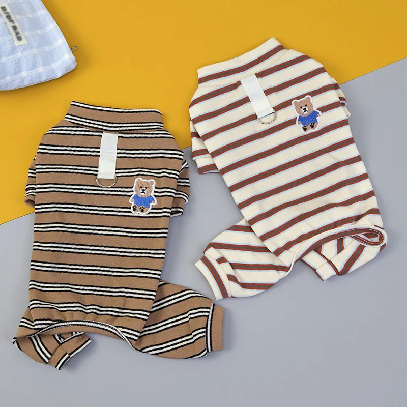 Ropa para perros de primavera y otoño, disfraz de tiras suaves, pijamas con cuello redondo, monos para perros pequeños, mono para cachorros Chihuahua Dachshund