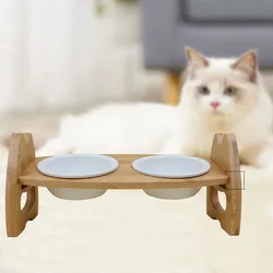 Cuenco elevador regulable para gatos y perros – Cerámica y bambú