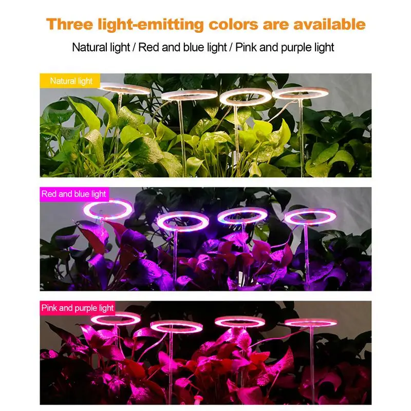 Luz LED de espectro completo para cultivo de plantas, lámpara con USB 4, brillo regulable, altura ajustable, paraguas, bricolaje - imagen 4