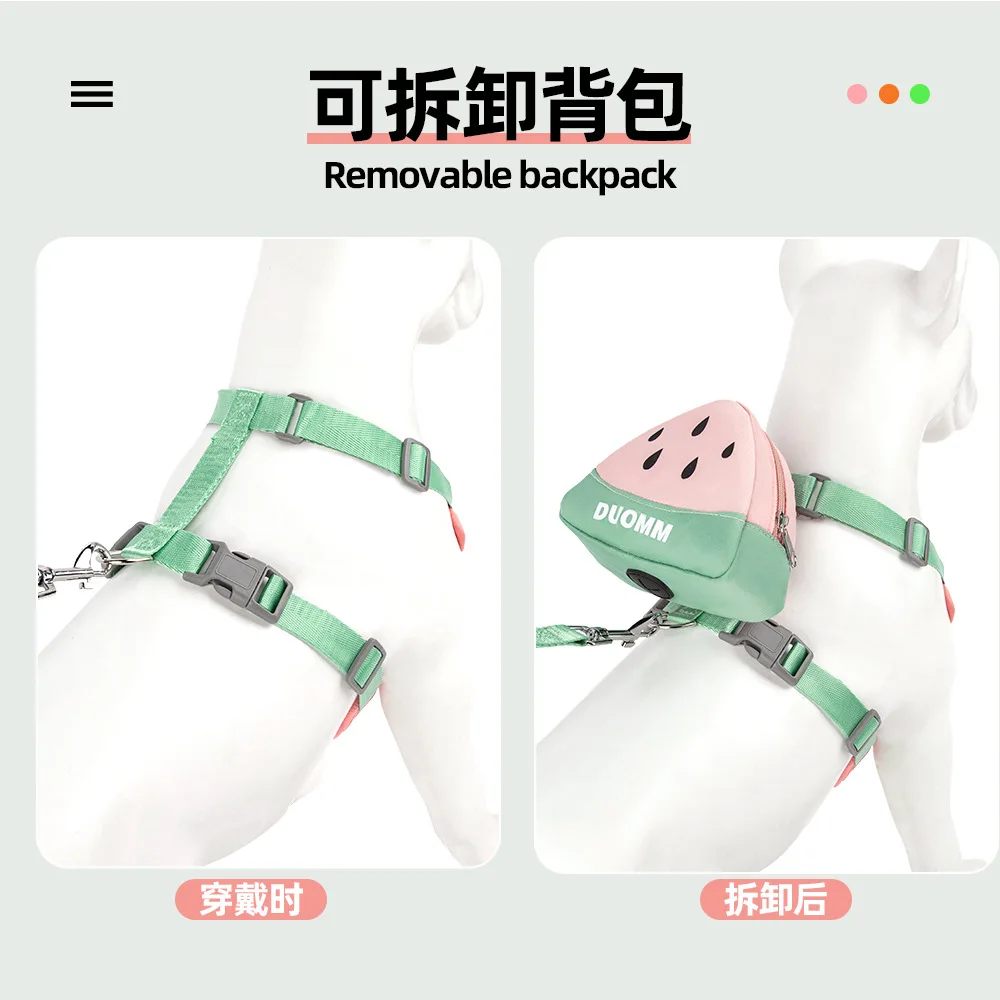 Mochila para mascotas con diseño de frutas, correa para caminar para perros y cachorros pequeños, suministros para mascotas