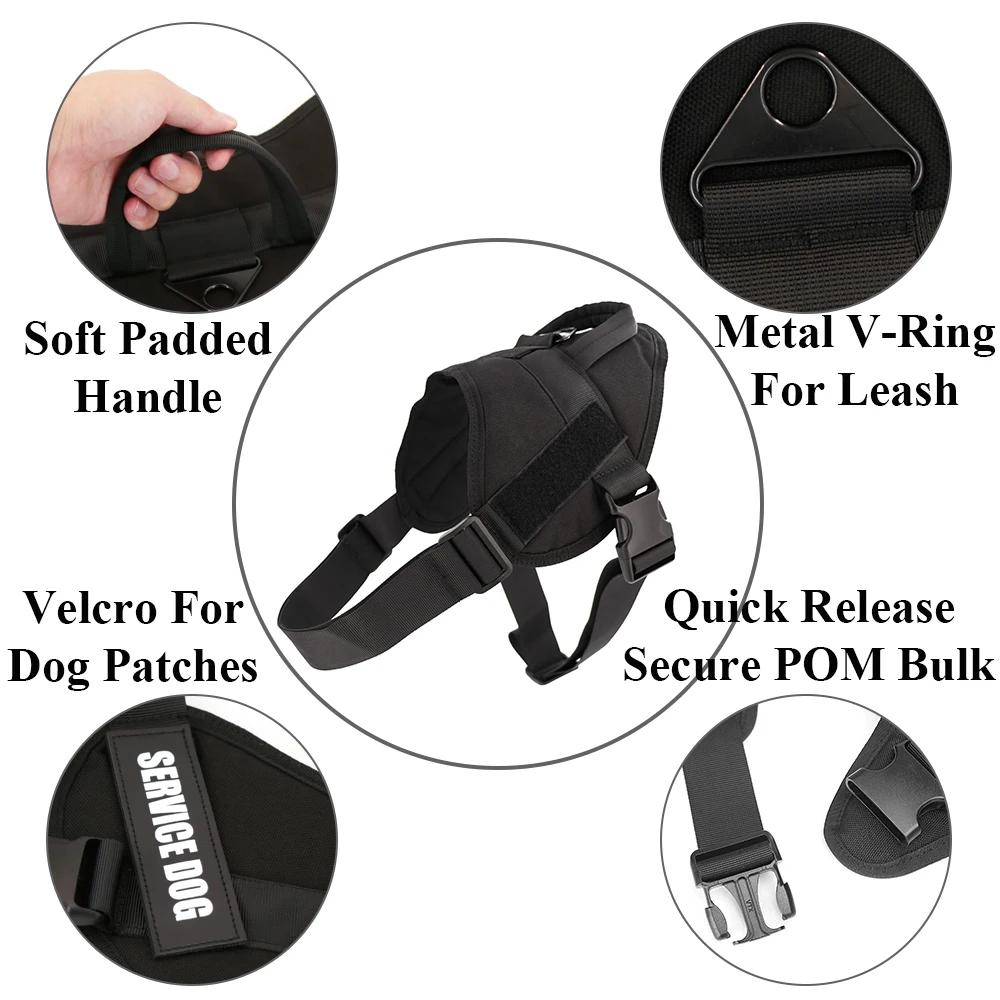 Chaleco táctico para perros, arnés para perros de servicio de patrulla militar de entrenamiento, arnés ajustable de nailon para perros con asa, ropa de verano para perros - imagen 3