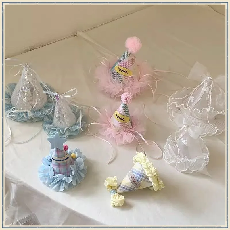 Sombrero de cumpleaños para mascotas, tocado, Clip para el pelo, sombrero de malla para perro, accesorios para fotos de fiesta, accesorios para el cabello, sombrero para perros pequeños y cachorros - imagen 2