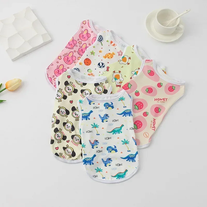 Nuevo chaleco con estampado de dibujos animados para perros, camiseta transpirable para perros, camisa para cachorros, Bulldog Francés, Chihuahua, ropa para perros pequeños y medianos - imagen 2