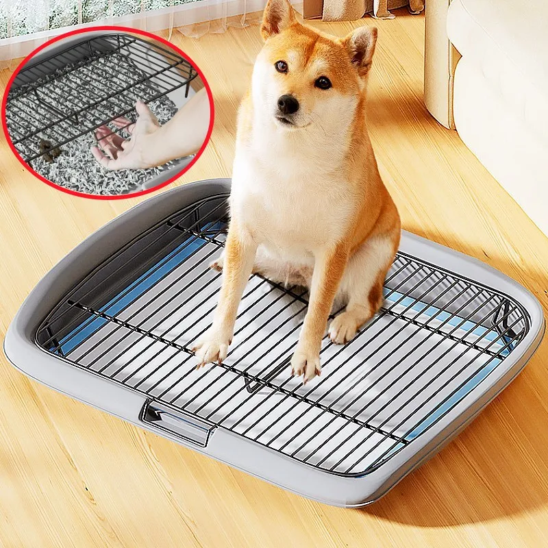 Caja de arena de acero inoxidable para perros grandes, herramientas de limpieza, lavable, inodoro para entrenamiento de cachorros