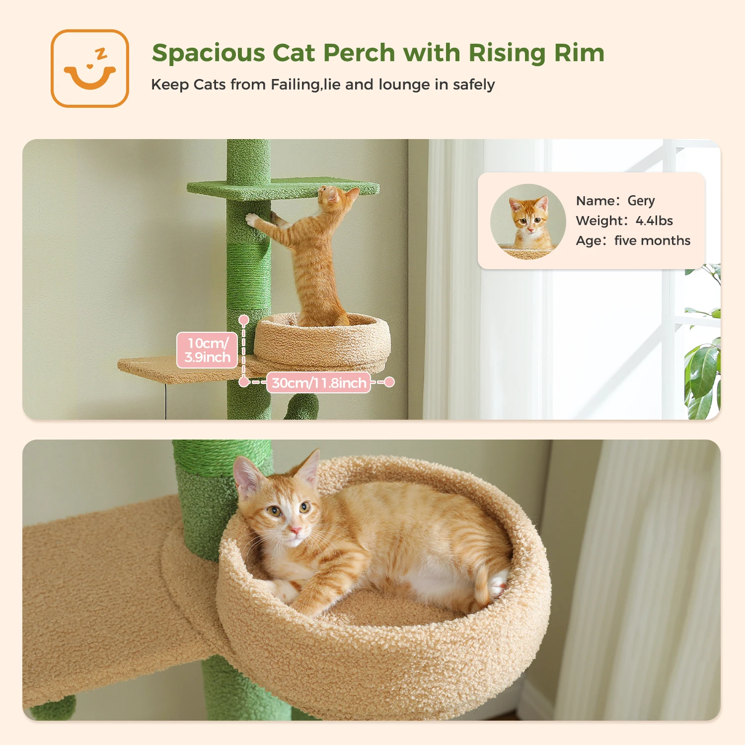 Árbol para gatos con hamaca y plataformas – Torre de techo con juguetes - imagen 3