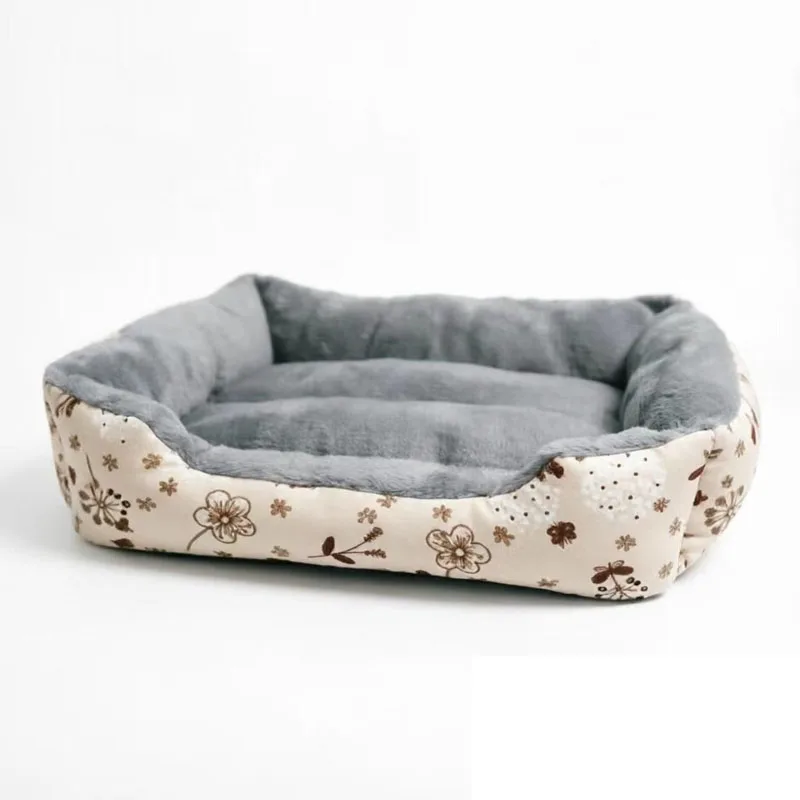 Cama nido con estampado de hojas para perros pequeños y gatos - imagen 2