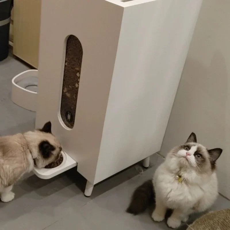 Dispensador automático de comida para perros de madera, dispensador de comida para perros sellado grande a prueba de humedad con tazón, alimentador para gatos, suministros para mascotas - imagen 4