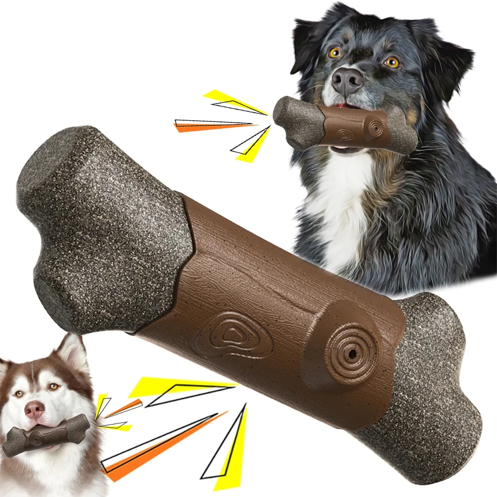 Juguetes para masticar para perros grandes, materiales seguros y chillones divertidos, rama de árbol súper duradera diseñada más dura que los huesos, suministros para mascotas para interiores y exteriores