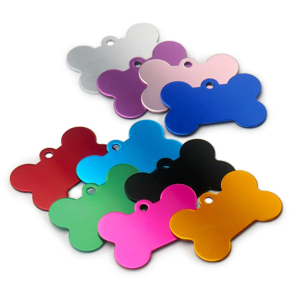 Venta al por mayor, 100 Uds., etiquetas de identificación para perros, etiquetas de hueso grabadas con láser, placa de nombre, etiquetas de identificación de nombre personalizadas, colgante para perros, etiqueta para mascotas - imagen 2