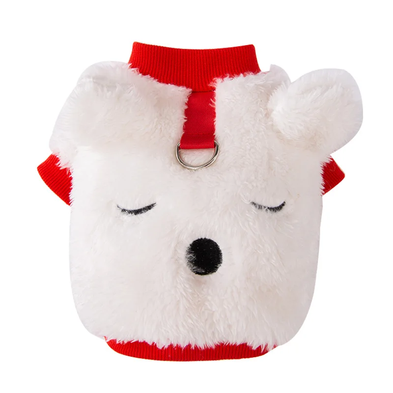 Chaqueta de felpa bordada con oso para otoño e invierno, Teddy para perros pequeños, chaqueta de manga larga de dos patas, camiseta para perros - imagen 5