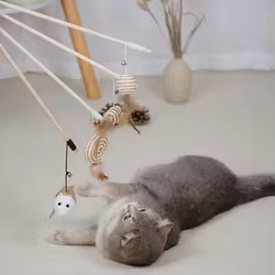 Varita con ratones, plumas y bolas para gatos – Juguetes interactivos