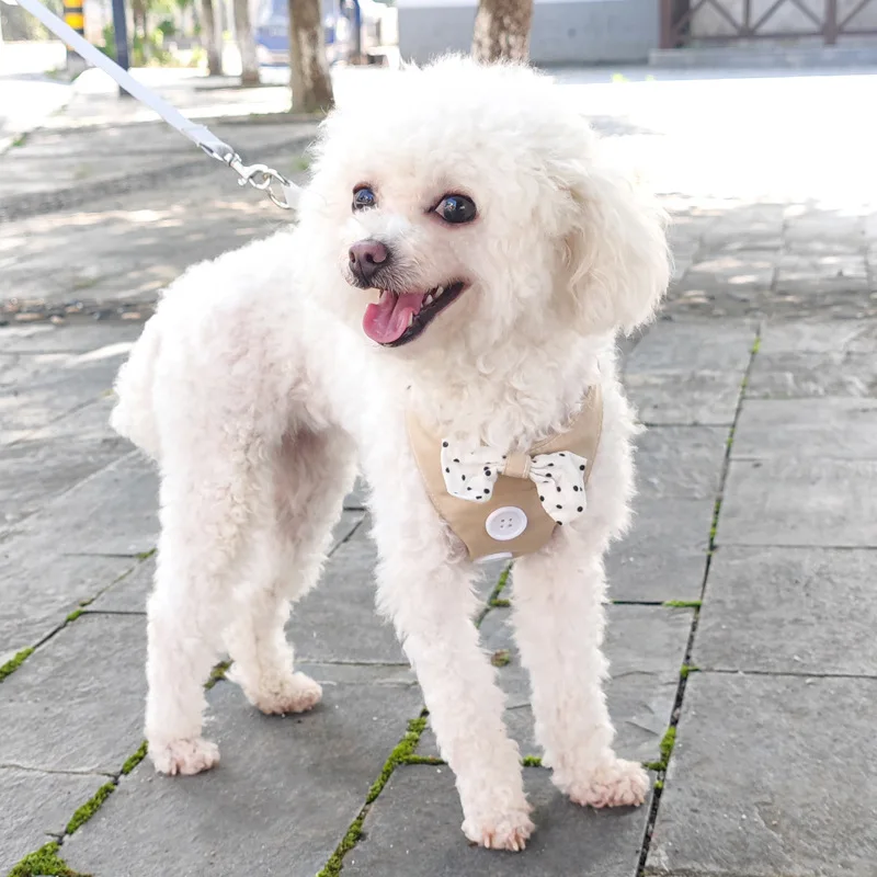 Arnés transpirable para mascotas, suministros de tracción para perros, bonito chaleco con pajarita, correa para perros y gatos, arnés Universal en Y para el pecho y la espalda - imagen 3