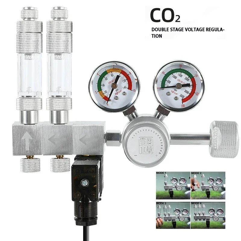Regulador de CO2 para acuario, válvula reductora de presión de CO2, medidor de burbujas, válvula solenoide, control de CO2, regulación de presión bipolar, 100-240V