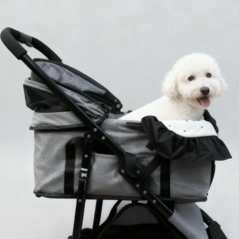 Juego de cojines para carrito de mascotas de lunares, cojín para asiento de carrito para perros, toalla antisuciedad para Saliva, caja Universal para cochecito de mascotas para gatos y perros - imagen 4