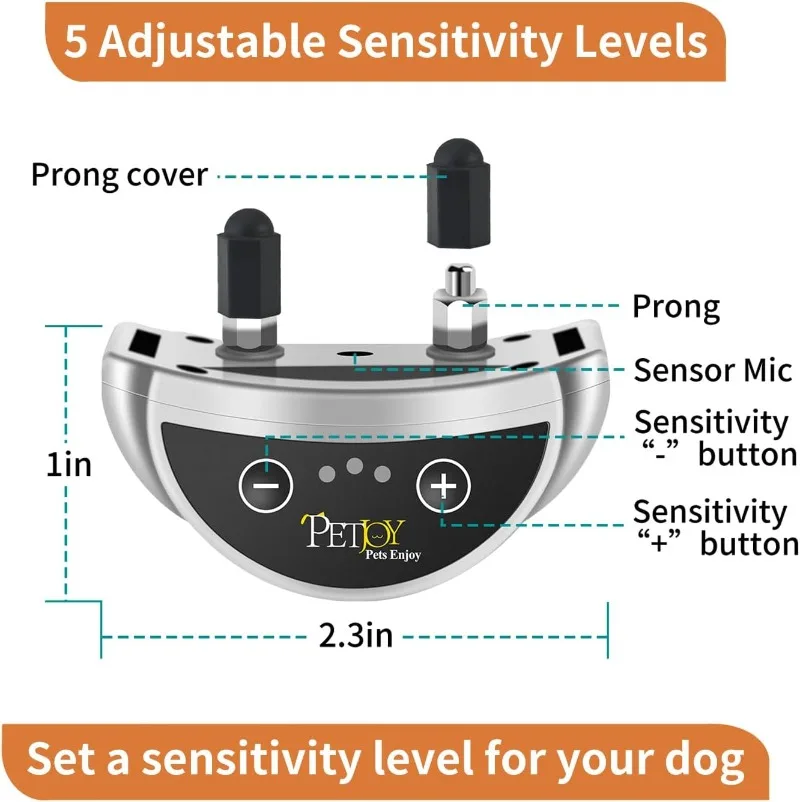 2 uds Collar antiladridos para perros, collares para ladridos automáticos, Collar eléctrico sin ladridos para perros pequeños, medianos y grandes, resistente al agua - imagen 5