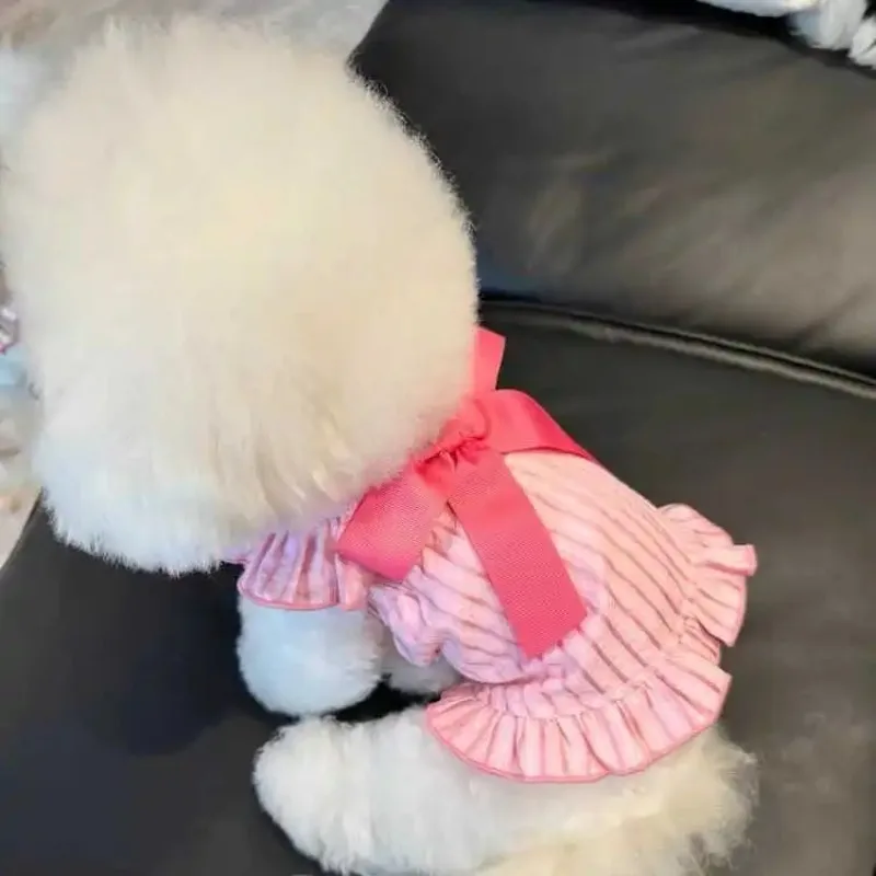 Vestido de falda de princesa para mascotas, ropa fina de verano para perros, Teddy Bichon Pomeranian Schnauzer, ropa para mascotas, vestido para gatos para perros pequeños - imagen 4