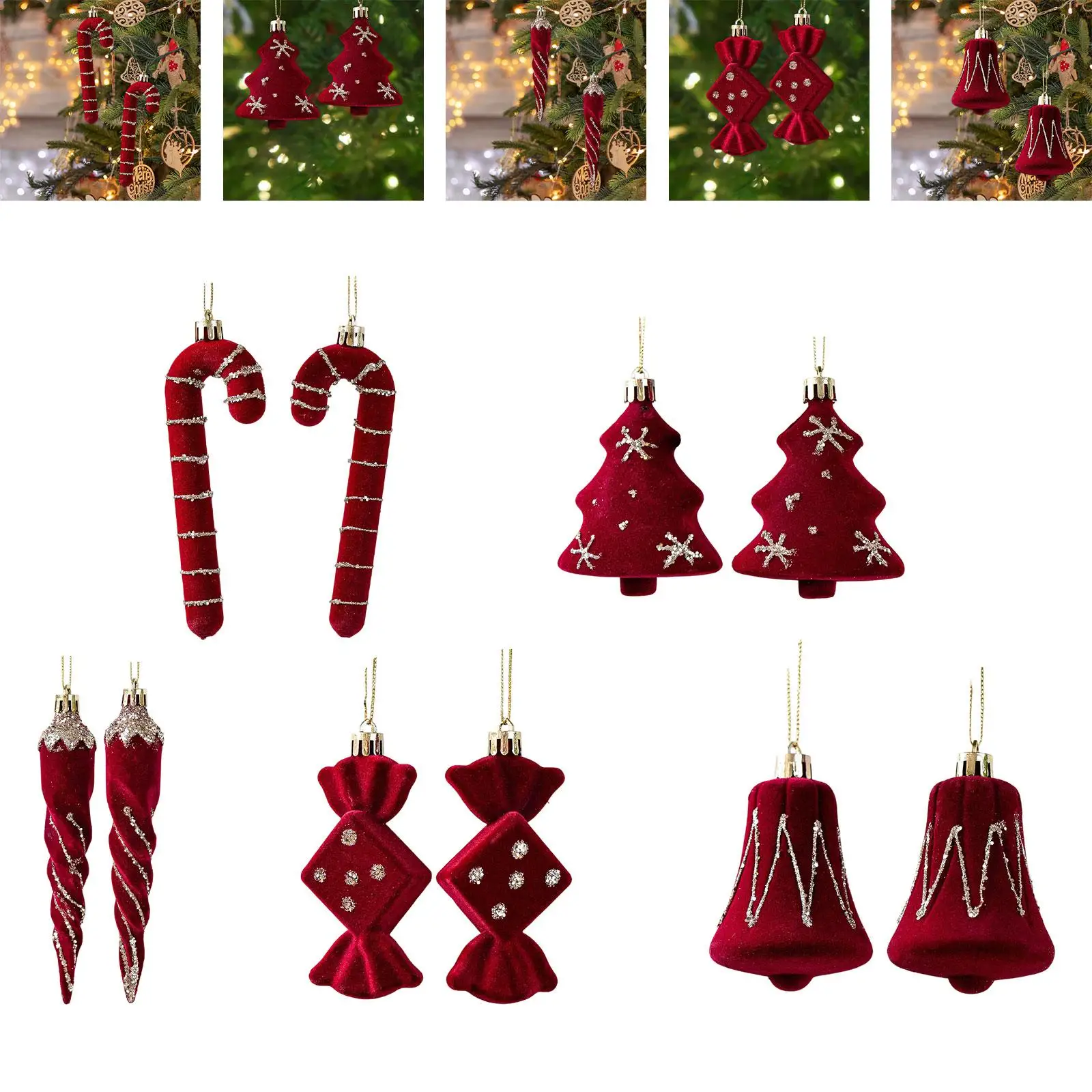 2 Pieces Christmas Tree Hanging Decorations Party Supplies Photo Props Pendants Christmas Baubles for Fireplace Outdoor New Year - imagen 4