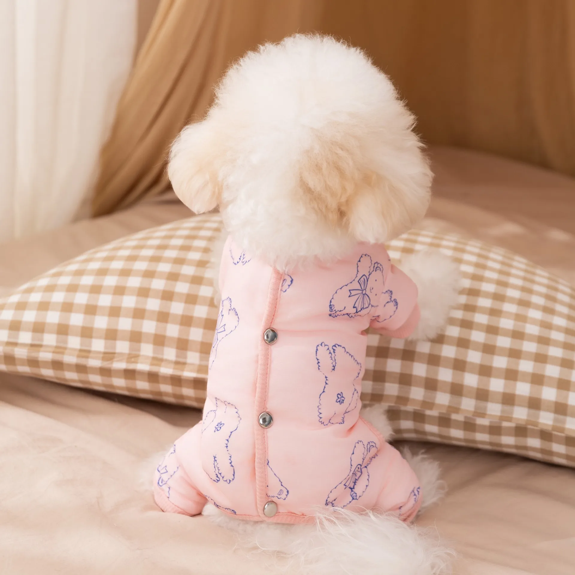 Body para mascotas de otoño e invierno, chaqueta gruesa y cálida de cuatro patas, ropa para cachorros de peluche para perros medianos y pequeños - imagen 3
