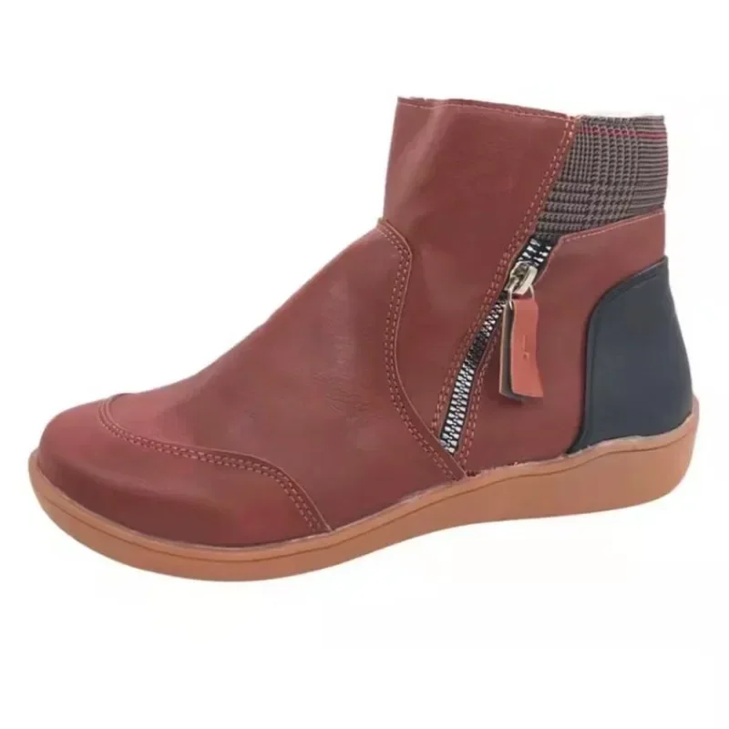 Botines de cuero con plataforma y cremallera para mujer, zapatos planos de tacón cuadrado, estilo Punk, novedad de otoño e invierno, 2024 - imagen 2