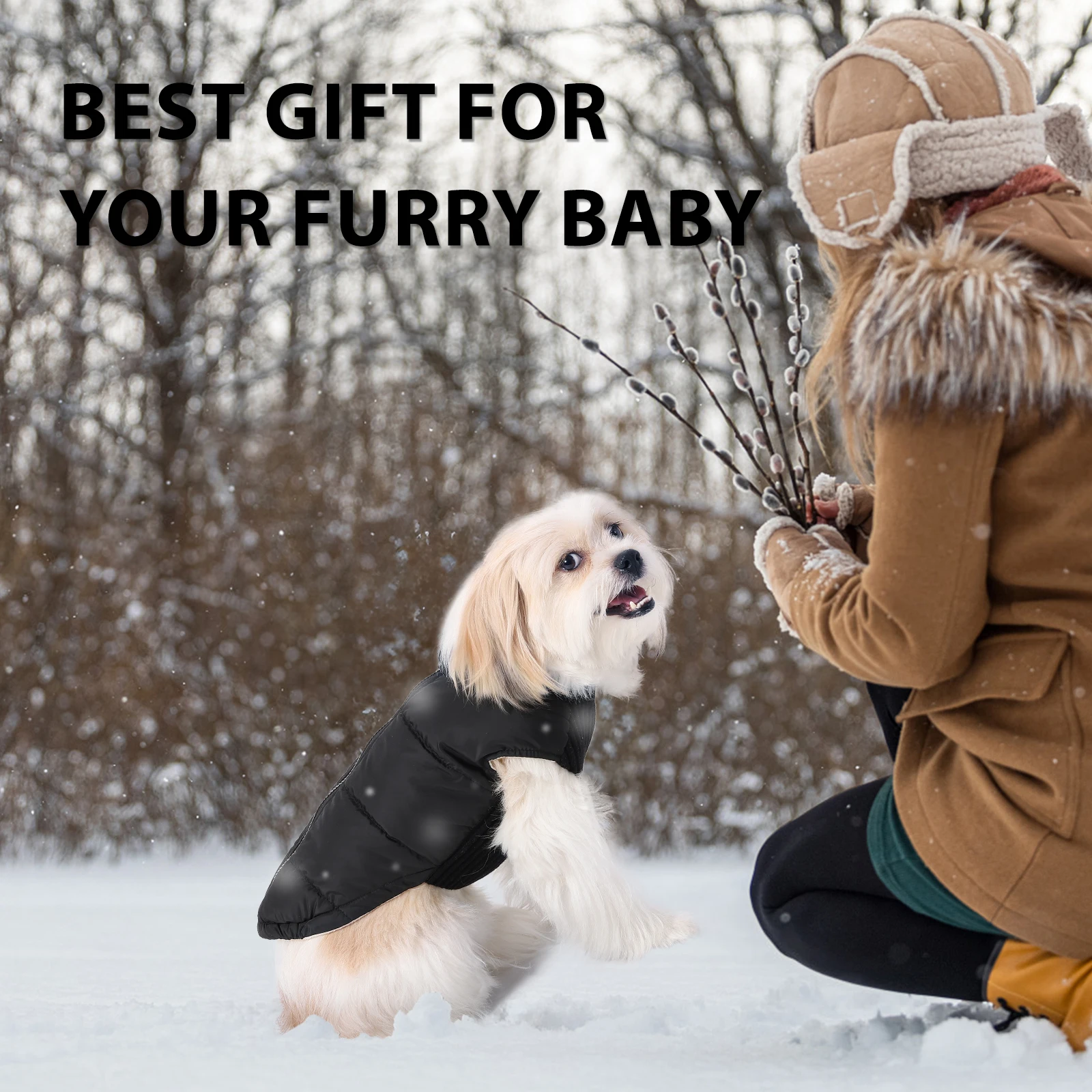 Abrigo a prueba de viento para mascotas, chaleco suave y cálido para clima frío, chaqueta con cremallera para perros pequeños y grandes, ropa acolchada para gatos, Invierno - imagen 4