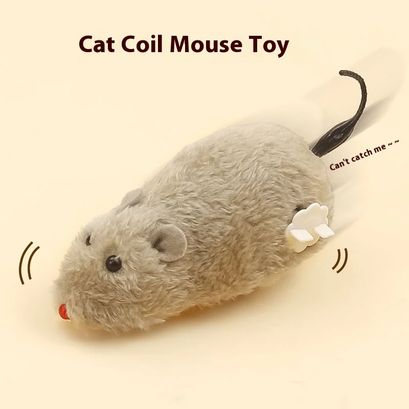 Juguete de ratón de cuerda de felpa divertido e interactivo para gatos, perros y niños, juguete de animales en movimiento mecánico para jugar y bromas - imagen 2