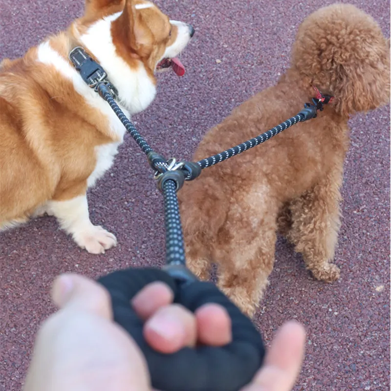 Dog Leash Reflective Double Leashes for Two Dogs Walking Soft Padded Handle Dogs Leash Drag Three Four Dog Chew Proof Pet Chain - imagen 3