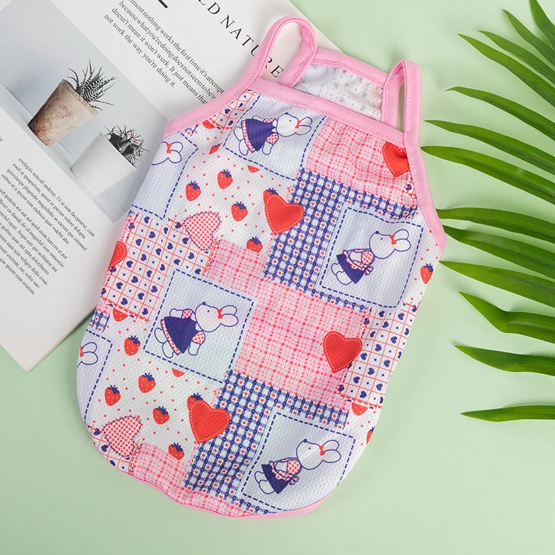 Ropa con estampado Animal para mascotas, vestido fresco de verano, camisetas, falda de tirantes para perros pequeños y medianos, gato, caniche, Pug, chaleco, camisa, nuevo - imagen 3