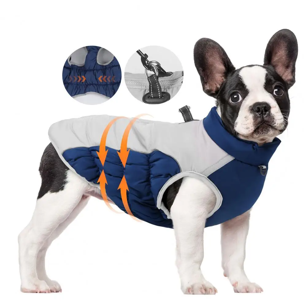 Abrigo reflectante de invierno para perro, chaqueta de cuello alto de 2 patas, impermeable, protección contra la nieve, cremallera suave, Parkas para mascotas - imagen 2