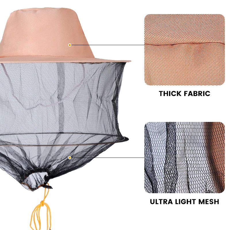 Gorro Protector de apicultura, sombrero antiabeja, mosquitera, red para insectos, velo, Protector facial para cabeza, equipo de apicultor, 1 ud. - imagen 4