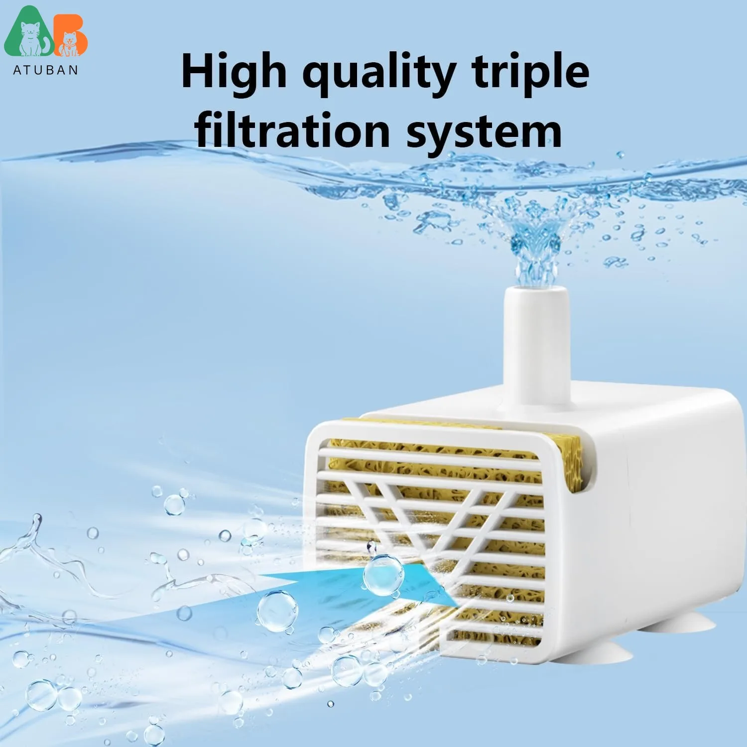 ATUBAN Fuente de agua para gatos Bomba de repuesto ultra silenciosa Compatible con fuentes para beber para perros, bomba de agua automática para fuente de agua para mascotas - imagen 5