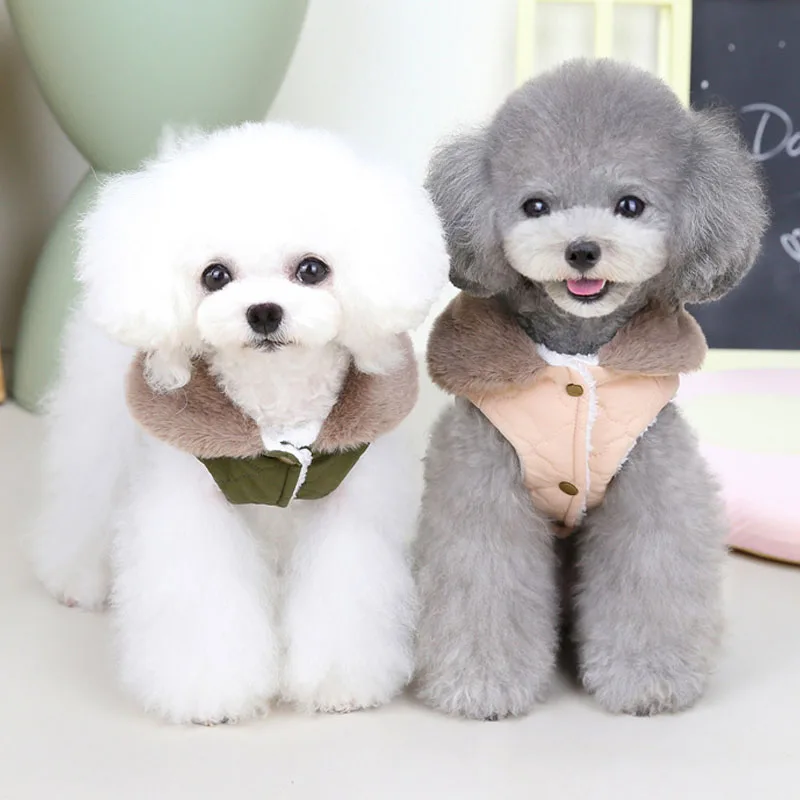 Abrigo de lujo para perros, ropa de invierno con Cuello de piel, ropa cálida para mascotas para perros pequeños y medianos, Chihuahua Shih Tzu, chaleco para cachorros, chaqueta, disfraz XL - imagen 4