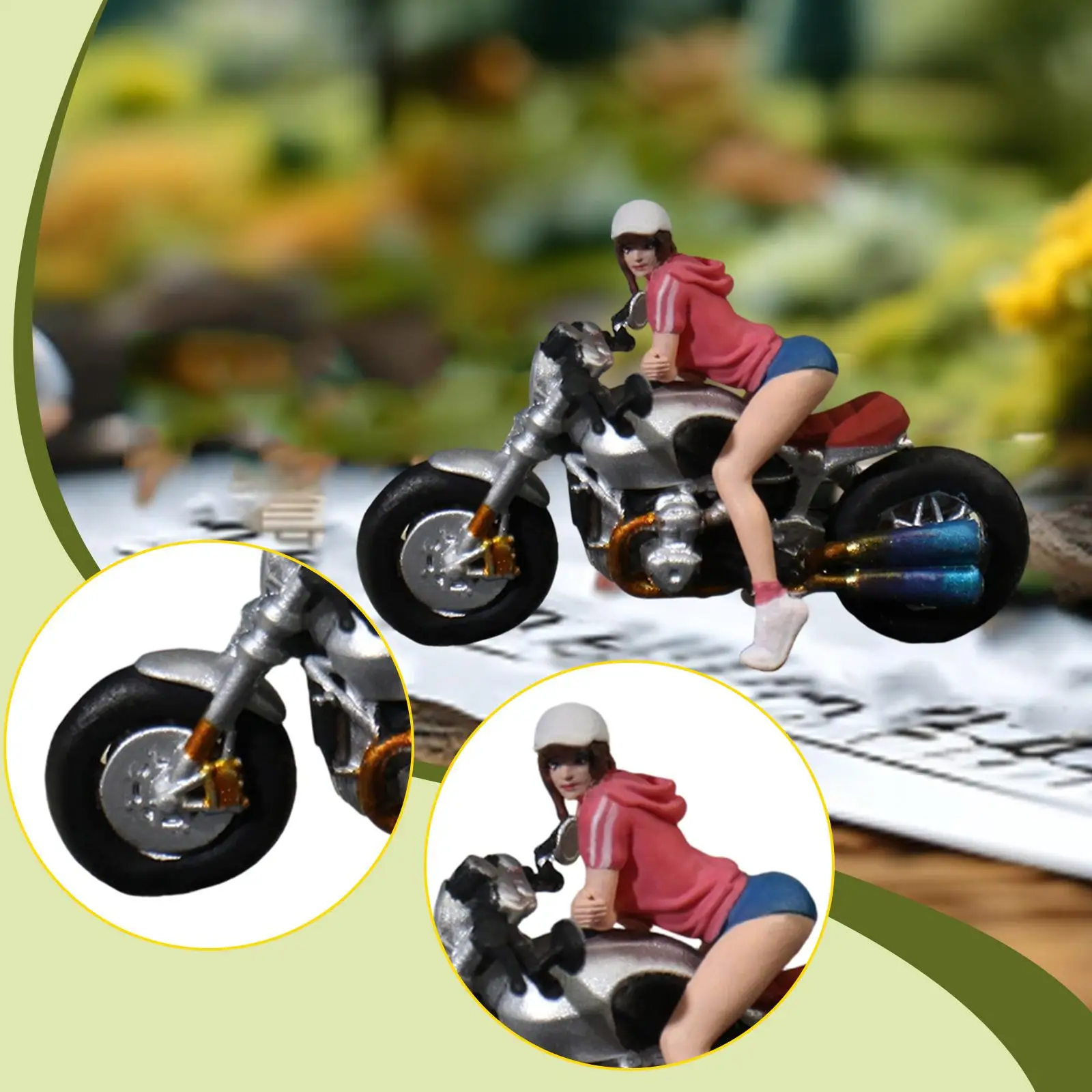 1/64 Scale Miniature Figure Motorcycle Rider Dollhouse Accessories Model 1/64 Scale Miniature Figure Motorcycle Rider Dollhouse Accessories Model